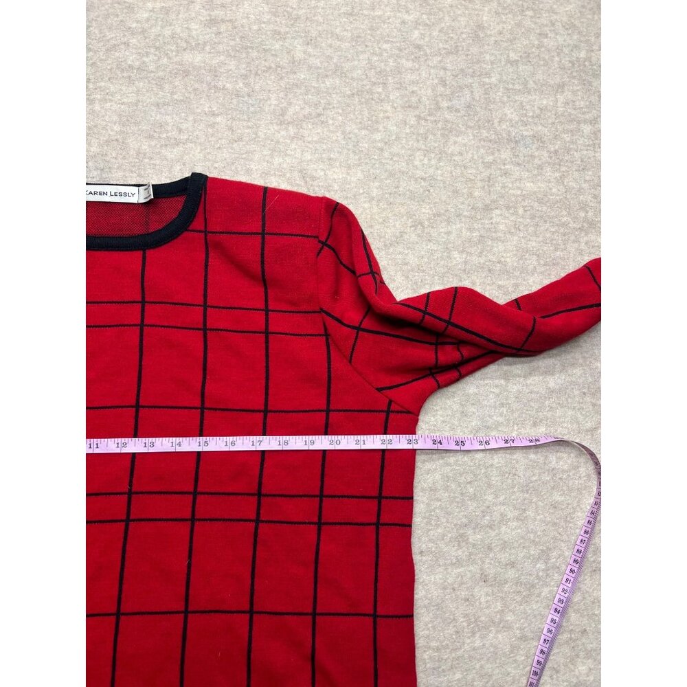 Vintage 90's Karen Lessly Red & Black Long Sleeve Sweater 1X - Picture 7 of 8